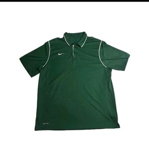Nike Dri-FIT Polo Shirt Green White Swoosh Athletic Golf Men’s Size XL